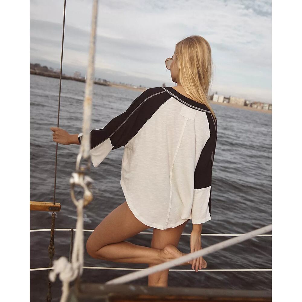 NWOT Free People We the Free Starry Haze Tee in Black White | S - Picture 2 of 6